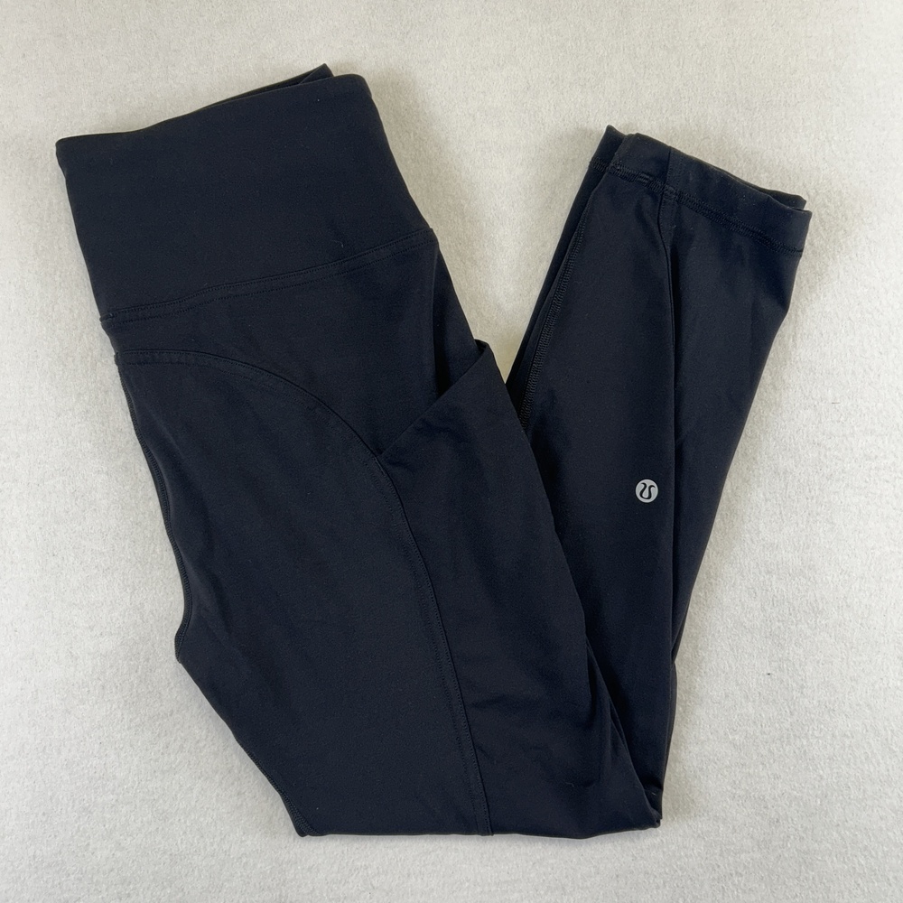 Lululemon Leggings Womens 8 Black Cropped High Rise Side Pocket Yoga Athletic